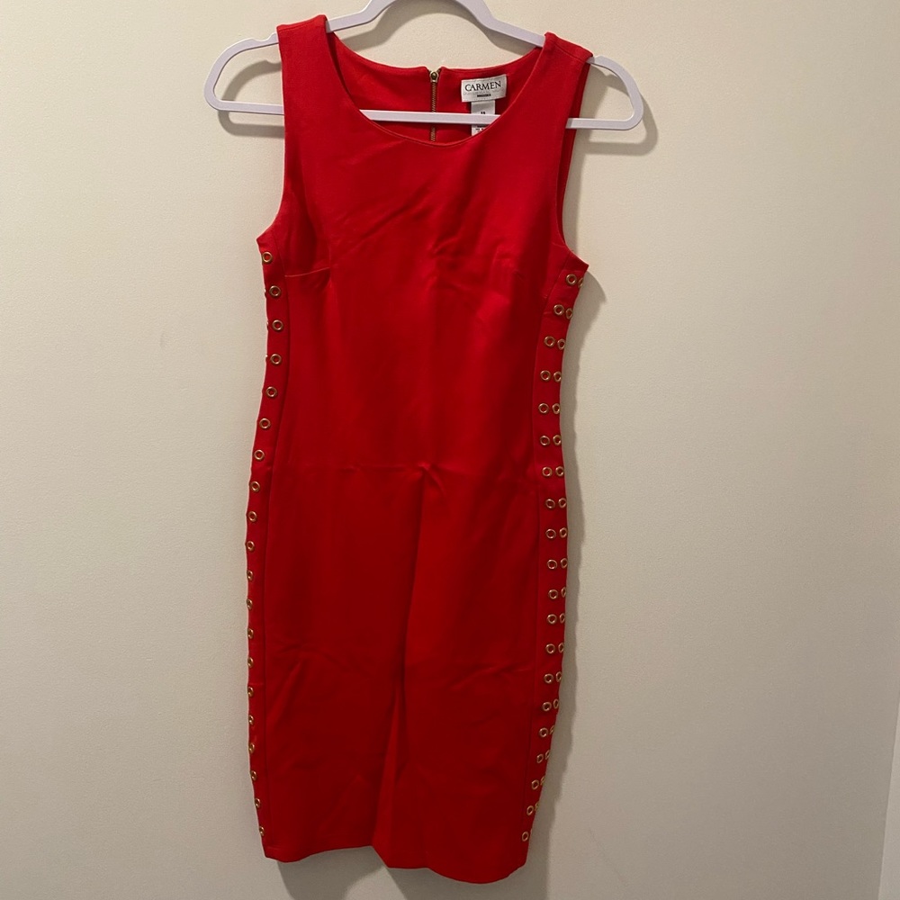 Carmen Marc Valvo Red Midi Dress